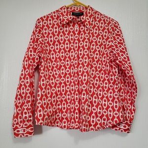 Jones New York | White chain buttonup blouse